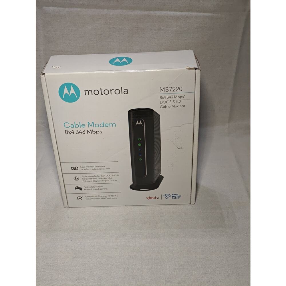 Motorola MB7220 Cable Modem DOCSIS 3.0 343 Mbps Ethernet Black